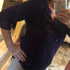 New York & Company Plum colored lace front blouse size M